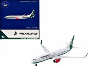 Boeing 737-800 Commercial Aircraft "Mexicana Airlines" (XA-ASM) White with Green Tail 1/400 Diecast Model Airplane by GeminiJets