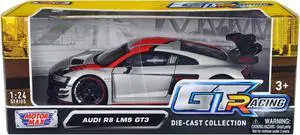 Audi R8 LMS GT3 Silver Metallic with Graphics "GT Racing" Series 1/24 Diecast Model Car by Motormax