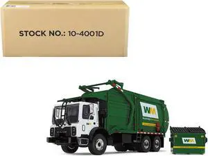 Mack TerraPro "Waste Management" Garbage Truck w/Wittke Front Load White & Green w/Garbage Bin 1/34 Diecast Model by First Gear