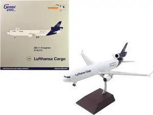 McDonnell Douglas MD-11F Commercial Aircraft "Lufthansa Cargo" White with Blue Tail 1/200 Diecast Model Airplane by GeminiJets