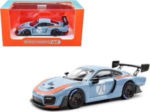 2018 Porsche 935/19 #70 Light Blue with Orange Accents 1/64 Diecast Model Car by Minichamps
