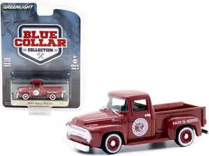 1954 Ford F-100 Pickup Truck Burgundy "Indian Motorcycle Sales & Service" 1/64 Diecast Model Car by Greenlight