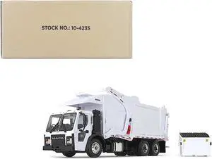 Mack LR Refuse Garbage Truck with McNeilus Meridian Front Loader Plain White with Trash Bin 1/34 Diecast Model by First Gear