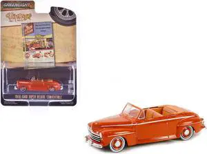 1946 Ford Super Deluxe Convertible Orange "Chevron Supreme" "Vintage Ad Cars" Series 10 1/64 Diecast Model Car by Greenlight