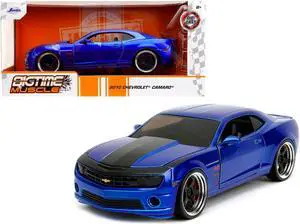 2010 Chevrolet Camaro Candy Blue with Black Hood "Bigtime Muscle" Series 1/24 Diecast Model Car by Jada