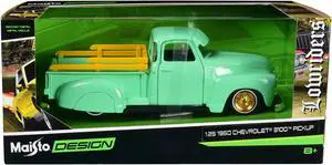 1950 Chevrolet 3100 Pickup Truck Lowrider Light Green with Gold Wheels "Lowriders" Series 1/24 Diecast Model Car by Maisto