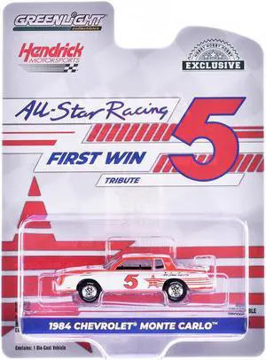 1984 Chevrolet Monte Carlo #5 "All-Star Racing First Win Tribute" White and Red w/Graphics 1/64 Diecast Model Car by Greenlight