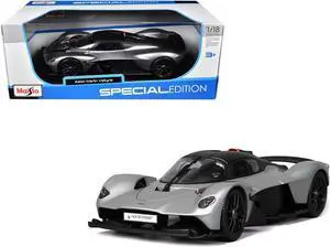 Aston Martin Valkyrie Silver Metallic with Matt Black Top "Special Edition" Series 1/18 Die Cast Model Car by Maisto