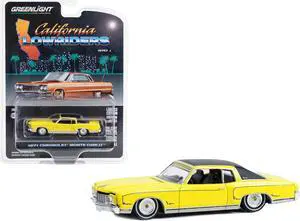 1971 Chevrolet Monte Carlo Lowrider Sunflower Yellow with Black Top 1/64 Diecast Model Car by Greenlight