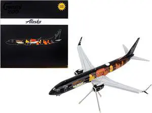 Boeing 737-900ER Commercial Aircraft w/Flaps Down "Alaska Airlines" Black w/Graphics 1/200 Diecast Model Airplane by GeminiJets