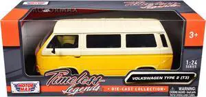 Volkswagen Type 2 (T3) Van Yellow and Beige "Timeless Legends" Series 1/24 Diecast Model Car by Motormax