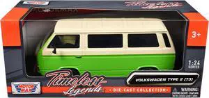 Volkswagen Type 2 (T3) Van Green and Beige "Timeless Legends" Series 1/24 Diecast Model Car by Motormax
