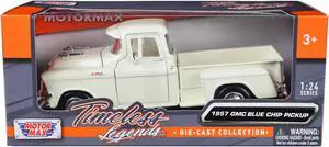 1957 GMC Blue Chip Pickup Truck White "Timeless Legends" Series 1/24 Diecast Model Car by Motormax