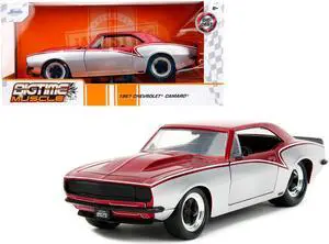 1967 Chevrolet Camaro Candy Red and Silver Metallic "Bigtime Muscle" Series 1/24 Diecast Model Car by Jada