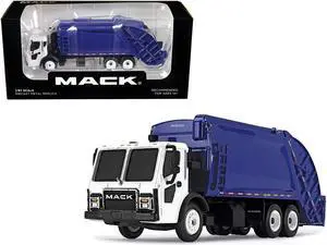 Mack LR with McNeilus Rear Load Refuse Body Blue and White 1/87 (HO) Diecast Model by First Gear
