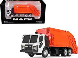 Mack LR with McNeilus Rear Load Refuse Body Orange and White 1/87 (HO) Diecast Model by First Gear