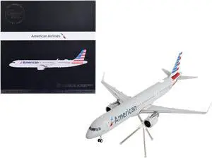 Airbus A321neo Commercial Aircraft "American Airlines" Silver with Striped Tail 1/200 Diecast Model Airplane by GeminiJets