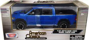 2019 RAM Rebel 1500 Crew Cab Pickup Truck Blue Metallic "American Classics" Series 1/24-1/27 Diecast Model Car by Motormax