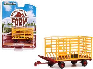 Bale Throw Wagon Yellow and Red "Down on the Farm" Series 7 1/64 Diecast Model by Greenlight