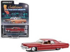 1973 Cadillac Coupe deVille Lowrider Custom Maroon "California Lowriders" Series 3 1/64 Diecast Model Car by Greenlight