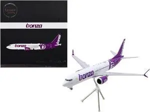 Boeing 737 MAX 8 Commercial Aircraft "Bonza Aviation" White w/Tail "Gemini 200" 1/200 Diecast Model Airplane by GeminiJets