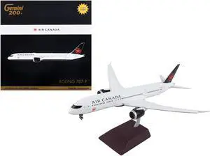 Boeing 787-9 Commercial Aircraft with Flaps Down "Air Canada" White with Black Tail 1/200 Diecast Model Airplane by GeminiJets