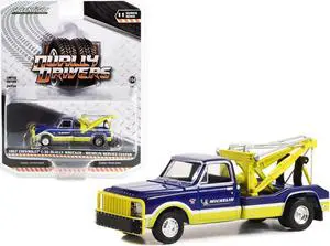 1967 Chevrolet C-30 Dually Wrecker Tow Truck "Michelin Service Center" Blue and Yellow 1/64 Diecast Model Car by Greenlight