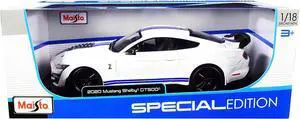 2020 Ford Mustang Shelby GT500 White with Blue Stripes "Special Edition" 1/18 Diecast Model Car by Maisto
