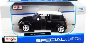 Mini Cooper Matt Black with White Top 1/24 Diecast Model Car by Maisto