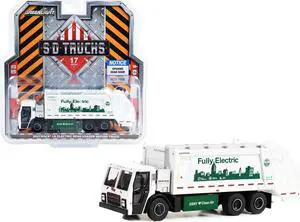 2021 Mack LR Electric Rear Loader Refuse Truck White NYC Dept of Sanitation Fully Electric 1/64 Diecast Model Car by Greenlight