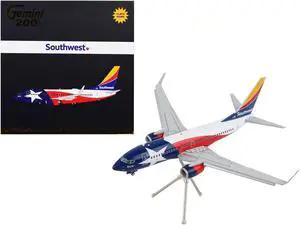 Boeing 737-700 Commercial Aircraft w/Flaps Down Texas Flag Livery "Gemini 200" Series 1/200 Diecast Model Airplane by GeminiJets