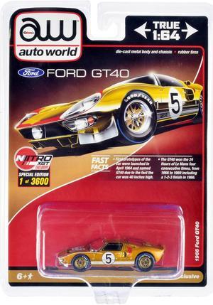 1966 Ford GT40 RHD #5 Gold with Graphics Limited Edition to 3600 pieces Worldwide 1/64 Diecast Model Car by Auto World