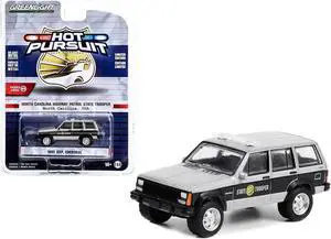 1995 Jeep Cherokee Black and Silver Metallic "North Carolina Highway Patrol State Trooper" 1/64 Diecast Model Car by Greenlight