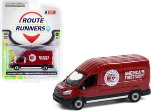 2015 Ford Transit LWB High Roof Van Burgundy "Indian Motorcycle Sales & Service" Route Runners 1/64 Diecast Model by Greenlight