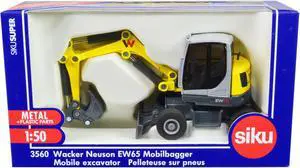 Wacker Neuson EW65 Mobile Excavator Yellow and Gray 1/50 Diecast Model by Siku