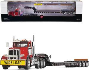 Peterbilt 367 Day Cab Cola Red and Talbert 55SA Tri-Axle Lowboy Trailer Black 1/50 Diecast Model by First Gear