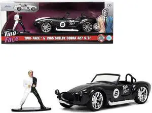 1965 Shelby Cobra 427 S/C #2 Black Metallic and White and Harvey Two-Face Diecast Figure "Batman" 1/32 Diecast Model Car by Jada