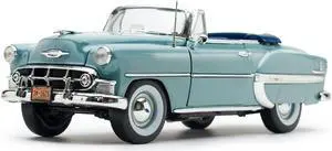 1953 Chevrolet Bel Air Open Convertible Horizon Blue 1/18 Diecast Model Car by Sunstar