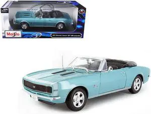 1967 Chevrolet Camaro SS 396 Convertible Turquoise 1/18 Diecast Model Car by Maisto