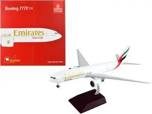 Boeing 777F Commercial Aircraft White with Striped Tail "Gemini 200 - Interactive" Series 1/200 Diecast Model Airplane by GeminiJets