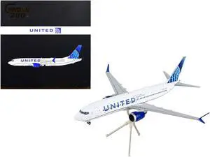 Boeing 737 MAX 8 Commercial Aircraft White with Blue Tail "Gemini 200" Series 1/200 Diecast Model Airplane by GeminiJets
