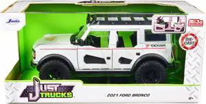 2021 Ford Bronco White with Red Stripes and Roof Rack "Yokohama Tires" "Just Trucks" Series 1/24 Diecast Model Car by Jada