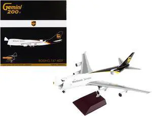 Boeing 747-400F Commercial Aircraft White w/Brown Tail "Gemini 200" Series 1/200 Diecast Model Airplane by GeminiJets