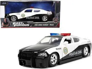 2006 Dodge Charger Police Black and White "Policia Civil" "Fast & Furious" Series 1/24 Diecast Model Car by Jada