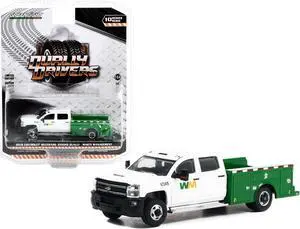 2018 Chevrolet Silverado 3500HD Dually Service Truck White and Green "Waste Management" 1/64 Diecast Model Car by Greenlight