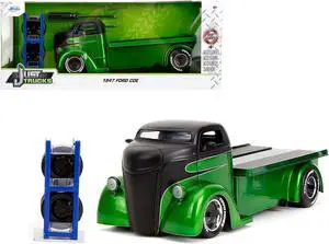 1947 Ford COE Flatbed Truck Green Met and Matt Black "Toyo Tires" with Extra Wheels "Just Trucks" 1/24 Diecast Model Car by Jada
