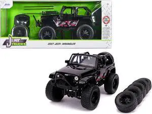 2007 Jeep Wrangler Black with Extra Wheels "Just Trucks" Series 1/24 Diecast Model Car by Jada