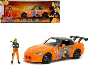 2001 Honda S2000 Orange w/Gray Top and Graphics & Figure "Naruto Shippuden" (2009-2017) TV Series 1/24 Diecast Model Car by Jada