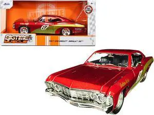 1967 Chevrolet Impala SS #67 "Golden Ruby" Red with Gold Stripes "Bigtime Muscle" 1/24 Diecast Model Car by Jada