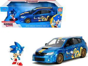 2012 Subaru Impreza WRX STI Blue Metallic with Graphics and Figure "Sonic The Hedgehog" 1/24 Diecast Model Car by Jada